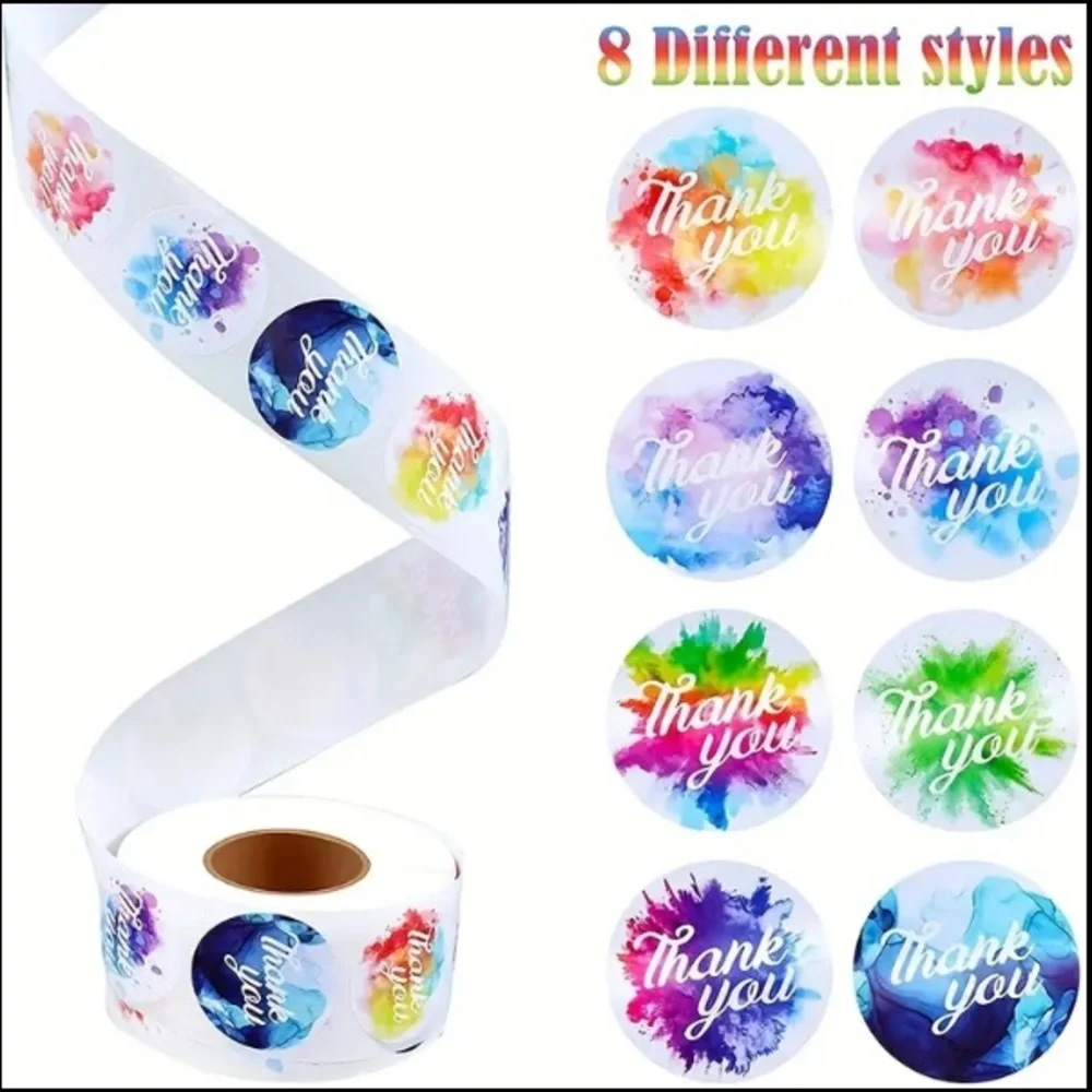 🆕Exquisite Splash Multi-Color “Thank You” Stickers- 100 stickers - Picture 3 of 4